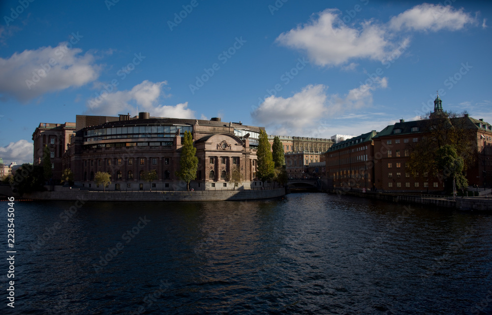 Fototapeta premium Government buildings, Rosenbad and the Parliament house in Stockholm