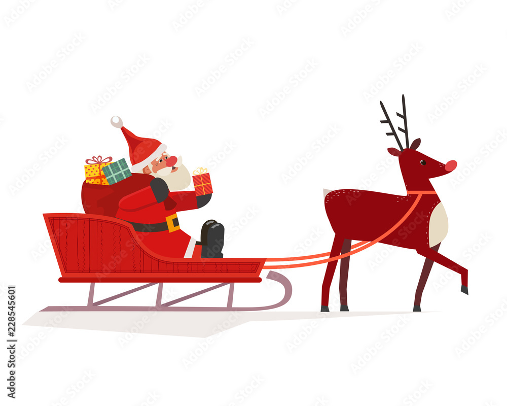 Santa Sleigh And Reindeer Template