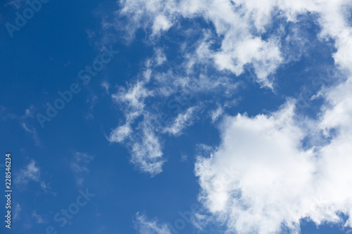 Blue sky from above heave clouds background.