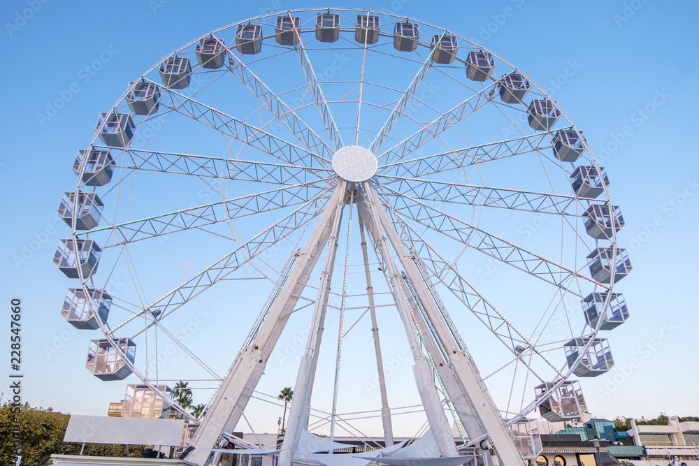 White Ferris wheel from bottom view White Ferris wheel from bottom view