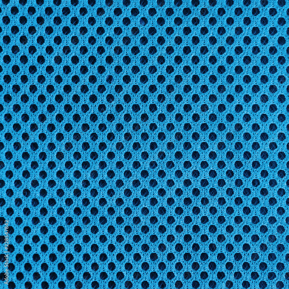 blue breathable porous poriferous material for air ventilation with holes.  Sportswear material nylon texture. Square Stock Photo | Adobe Stock