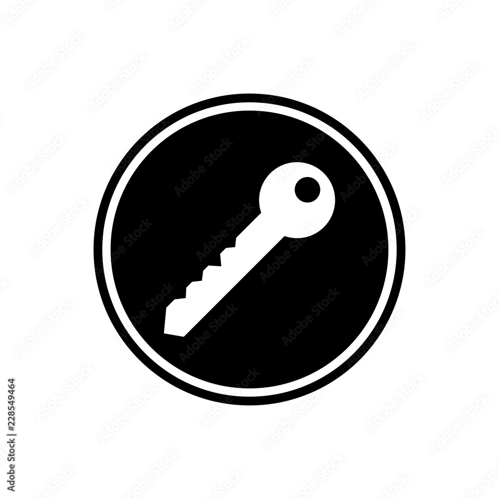 Key round glyph icon isolated on white background Key round glyph icon isolated on white background