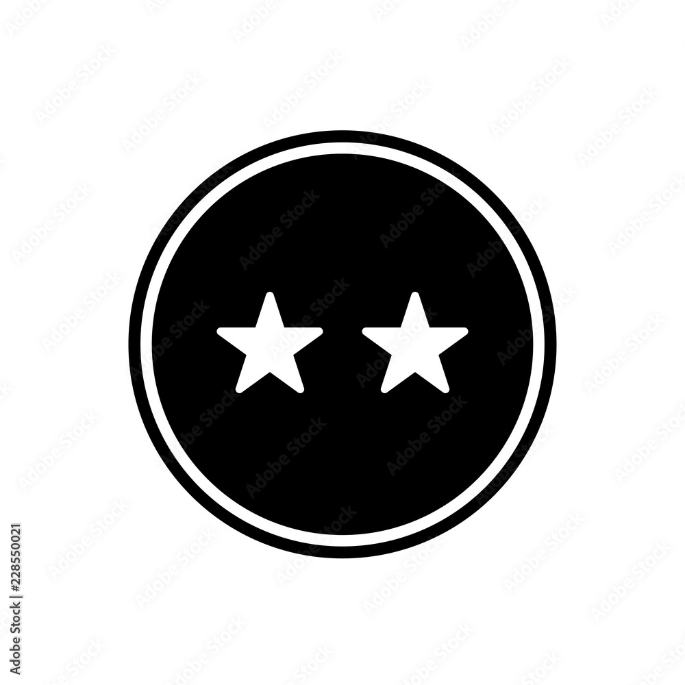Two stars round glyph icon, rating icon isolated on white background Two stars round glyph icon, rating icon isolated on white background