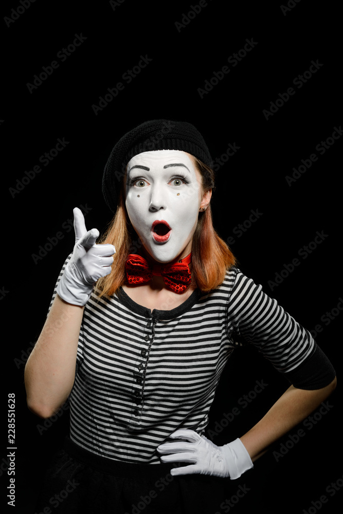 Female mime points at you Female mime points at you