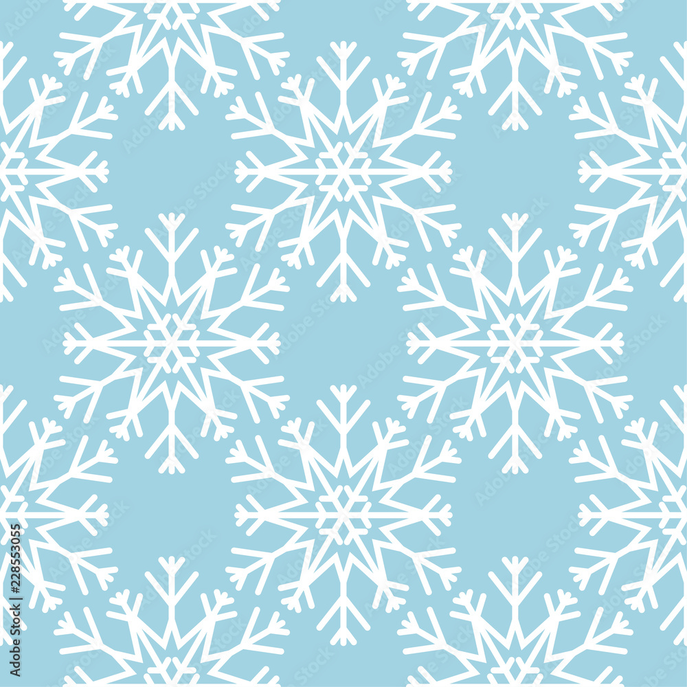 Snowflakes. Seamless pattern. Blue and white winter ornament Snowflakes. Seamless pattern. Blue and white winter ornament