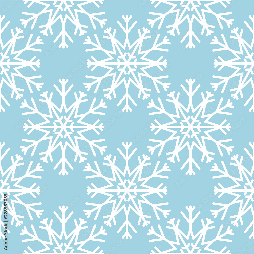 Snowflakes. Seamless pattern. Blue and white winter ornament