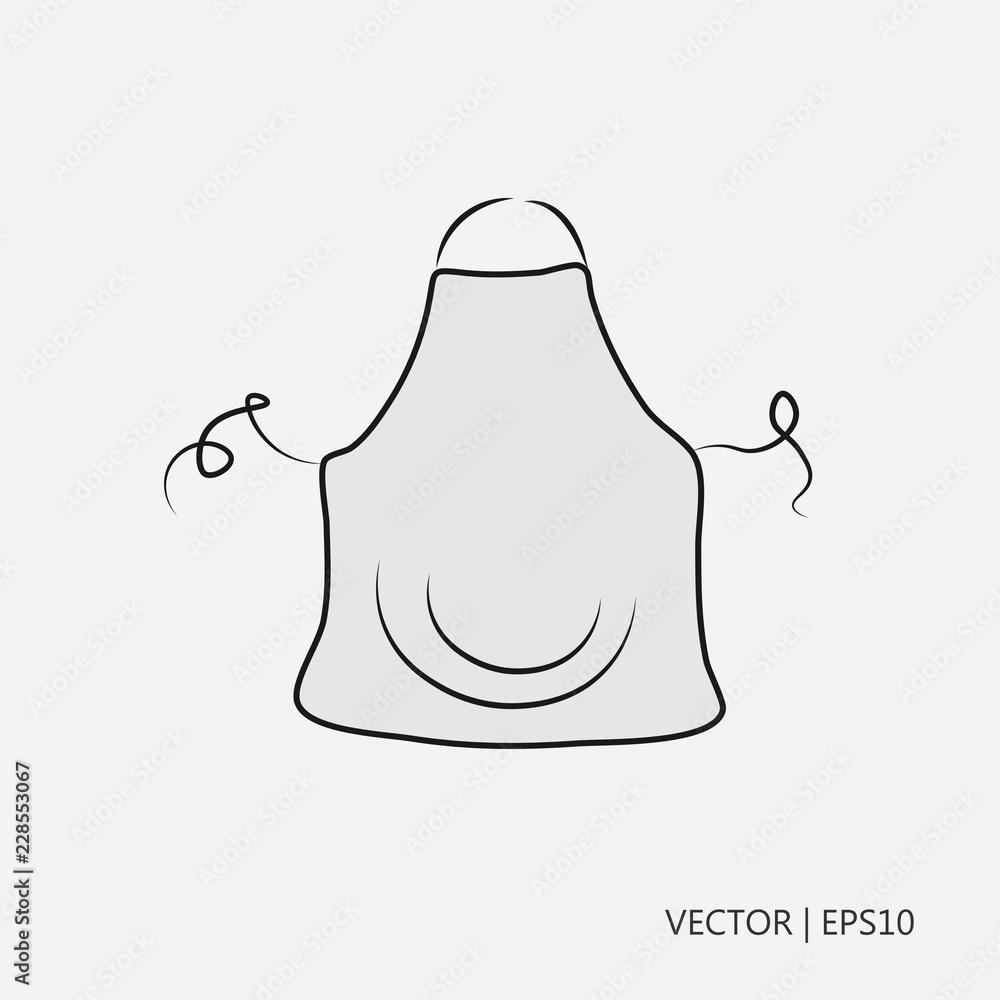 Vector illustration. Cook's apron. Clothes for the cook. Sketch