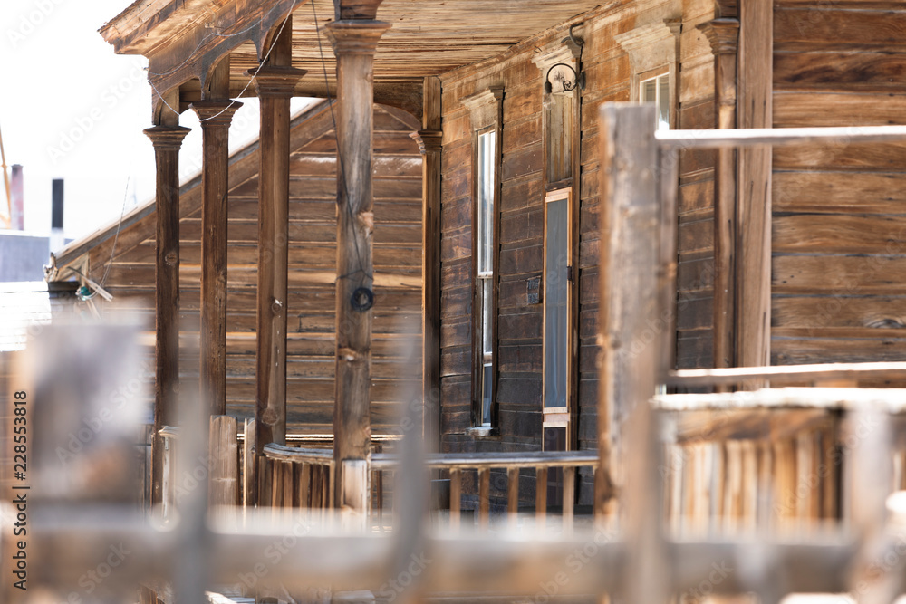 Bodie Ghost Town, an abandoned wooden house.