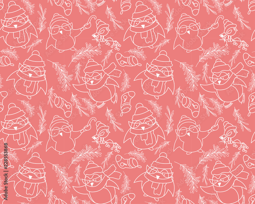 Seamless pattern with penguins in vector Seamless pattern with penguins in vector