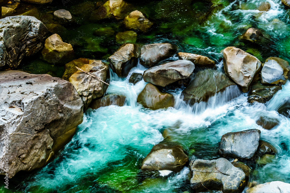 The turquoise waters Coquihalla River as it flows through the deep Coquihalla Canyon and past the Othello Tunnels of the old Kettle Valley Railway near the town of Hope, British Columbia, Canada
The turquoise waters Coquihalla River as it flows through the deep Coquihalla Canyon and past the Othello Tunnels of the old Kettle Valley Railway near the town of Hope, British Columbia, Canada