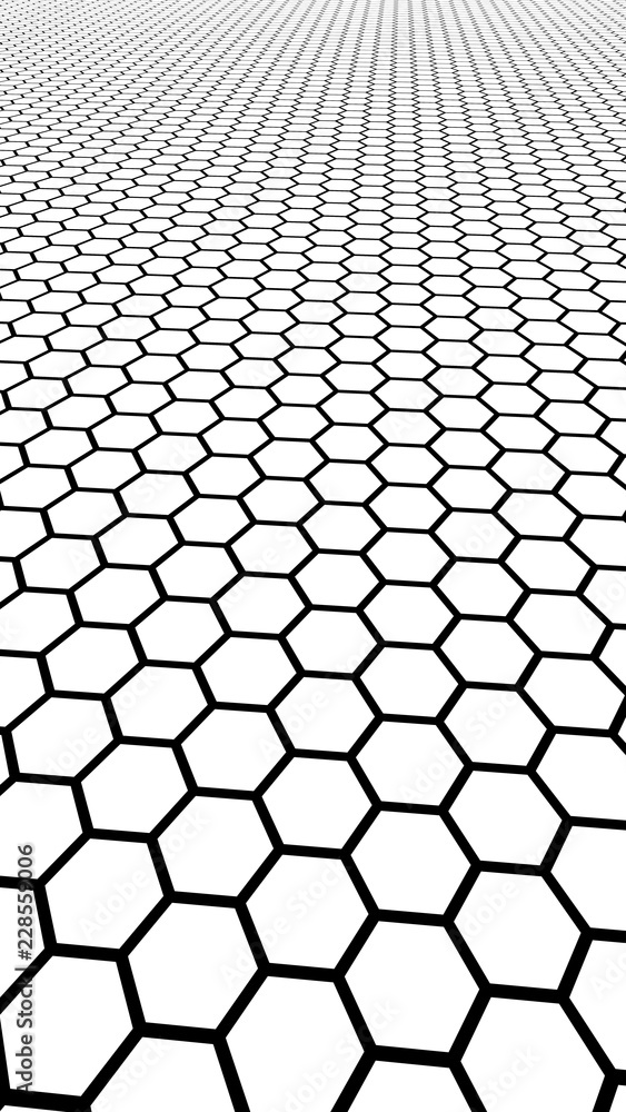 Black honeycomb on a white background. Perspective view on polygon look like honeycomb. Isometric geometry. Vertical image orientation. 3D illustration Black honeycomb on a white background. Perspective view on polygon look like honeycomb. Isometric geometry. Vertical image orientation. 3D illustration