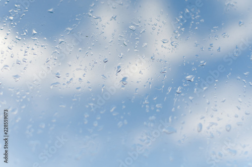 Close-up of raindrops on the window glass