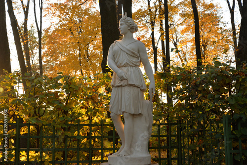 Goddess Diana statue at evening.