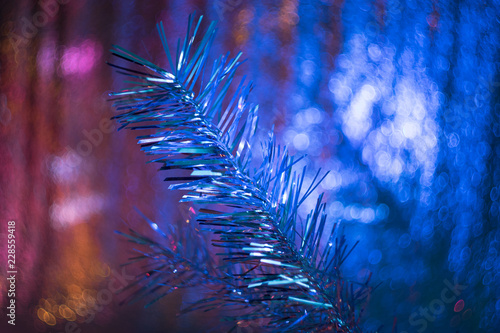  Christmas decorations on a festive background with bokeh effect © Anatoliy