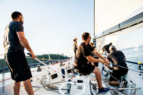 Team athletes Yacht training for the competition © pololia