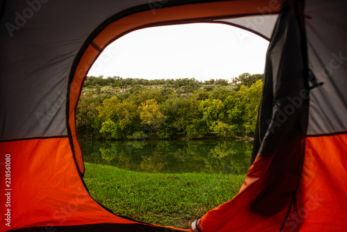 view from a tent window