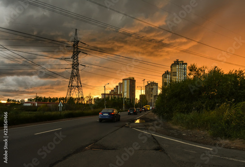 Storm cloud over the new district of St. Petersburg.