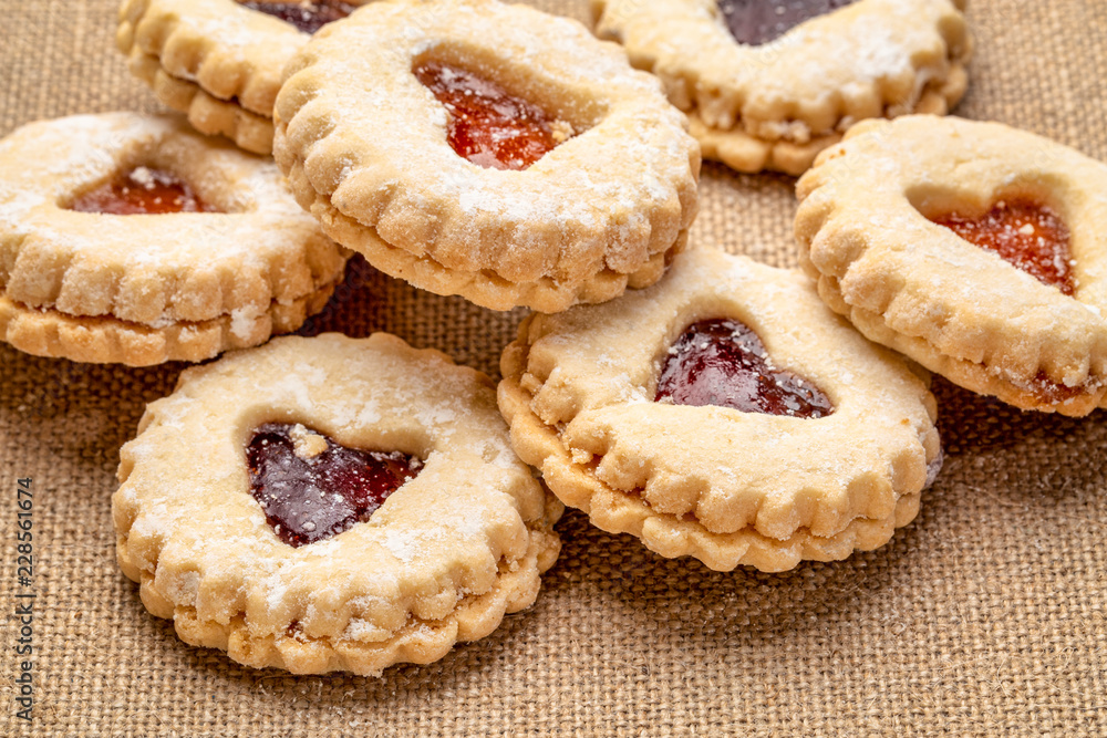 jam heart biscuits on burlap canvas jam heart biscuits on burlap canvas