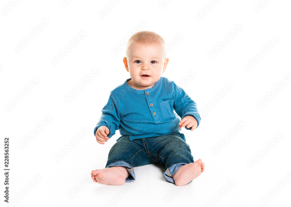 cute cheerful crawling baby boy isolated on white background cute cheerful crawling baby boy isolated on white background