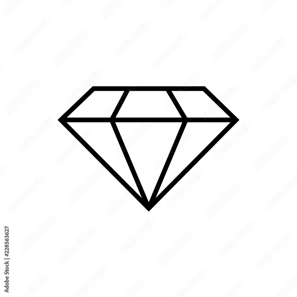 Diamond vector flat icon. Diamond line icon, outline vector sign, linear style pictogram isolated on white Diamond vector flat icon. Diamond line icon, outline vector sign, linear style pictogram isolated on white