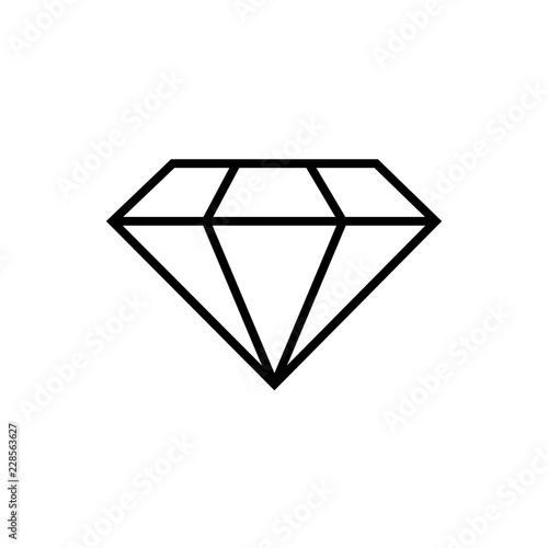 Diamond vector flat icon. Diamond line icon, outline vector sign, linear style pictogram isolated on white
