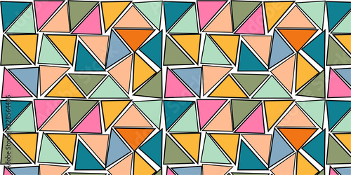 Vibrant Abstract Background,retro style triangle pattern. Randomly colored triangles, slightly moved off