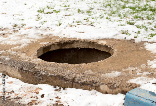 open sewer manhole