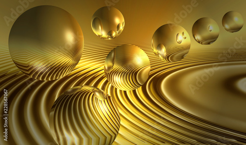 golden futuristic abstract  3d spherer graphiv background photo