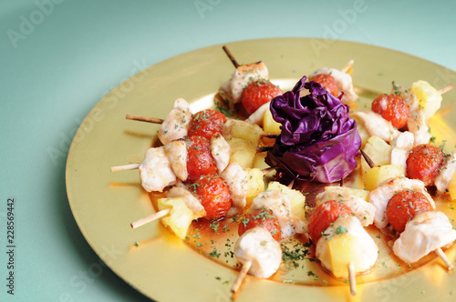 Chicken Kabobs with Tomatoes and Pineapple