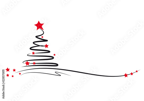 schwarzer tannenbaum mit roten sternen