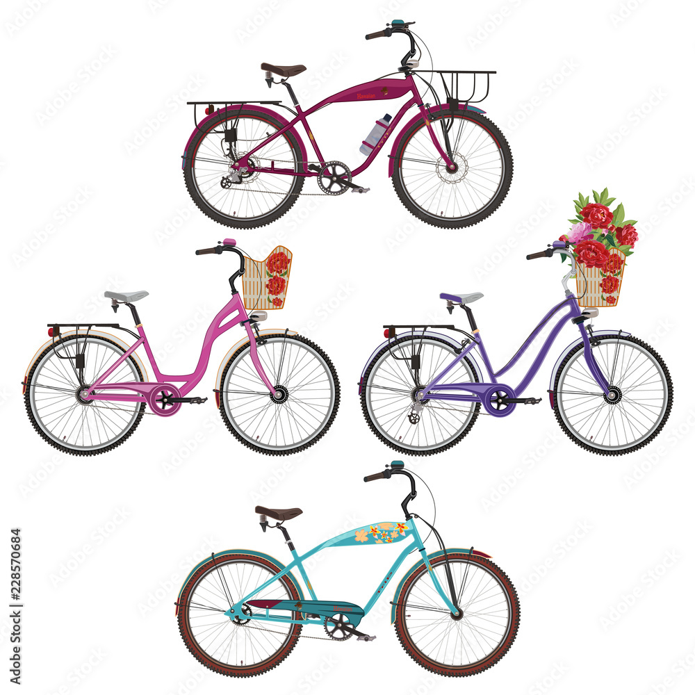 Obraz premium Vector illustration of city bikes in flat style