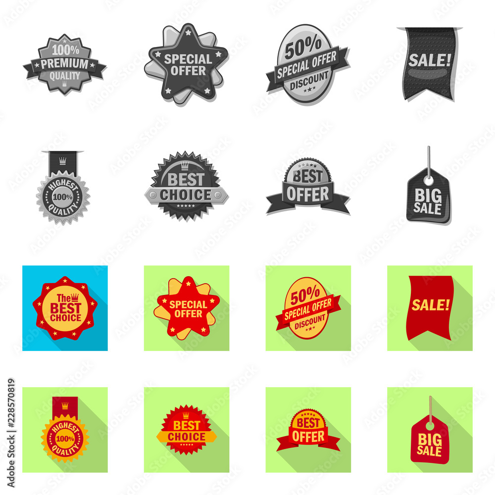 Vector design of emblem and badge icon. Collection of emblem and sticker vector icon for stock.