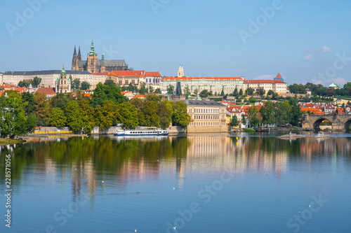 View of the Prague Castle and St. Vitus Cathedral from the Vltava River,Prague, Czech Republic © k_samurkas