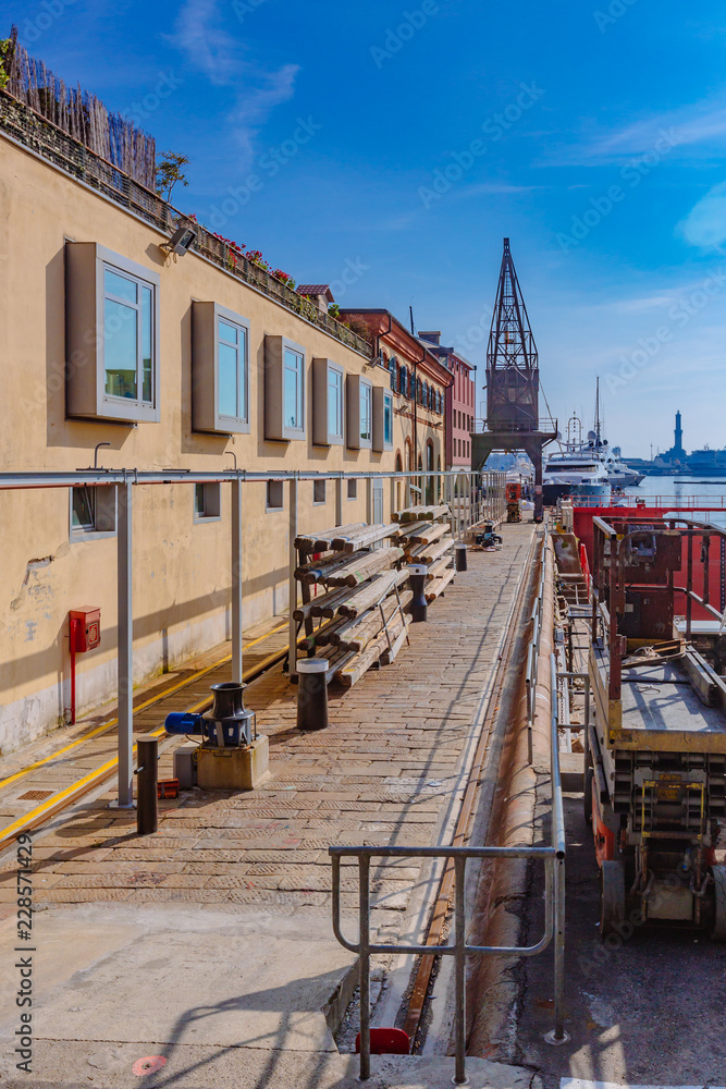 Dock in the Port of Genoa, Italy