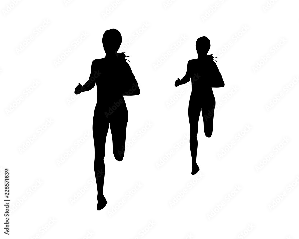 Silhouette Vector Win Running Competition for Champion Women Sports