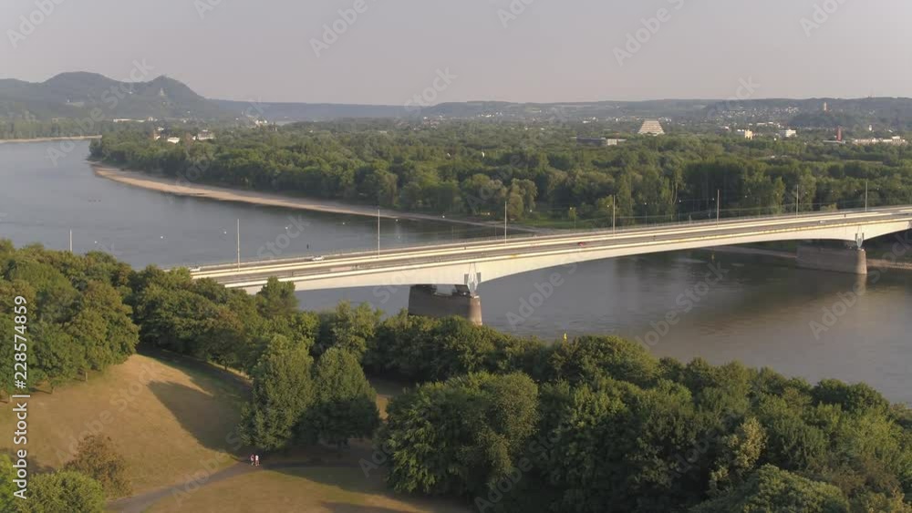 4K Drone Aerial Rhine Bonn germany 4K Drone Aerial Rhine Bonn germany