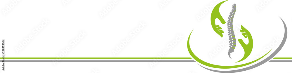 Naklejka premium Wirbelsäule und Hände, Physiotherapie und Orthopädie Hintergrund