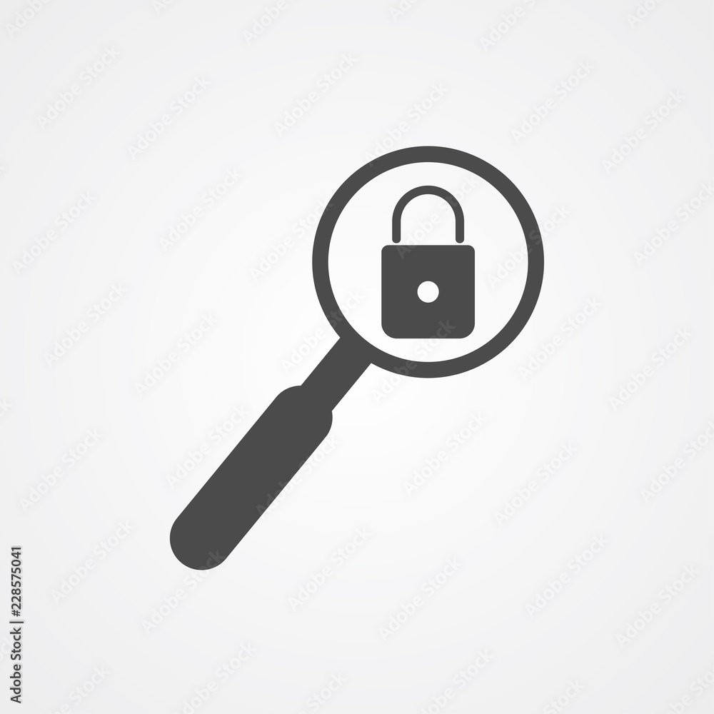 magnifying glass with padlock vector icon sign symbol magnifying glass with padlock vector icon sign symbol