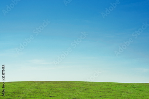 landscape blue sky and green field