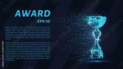 The award of the particles. Sports trophy consists of circles and points. Vector illustration