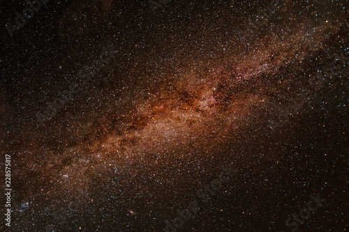 Milky way exposed in great detail and in brown reddish color
