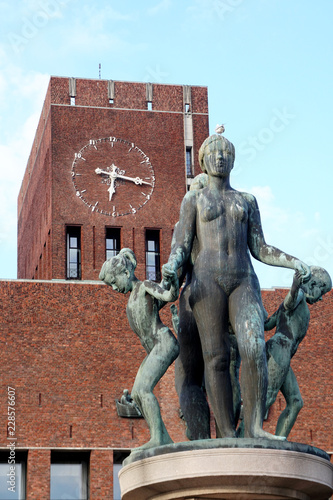 OSLO, NORWAY -  April 15, 2018: Statue in the middle of town