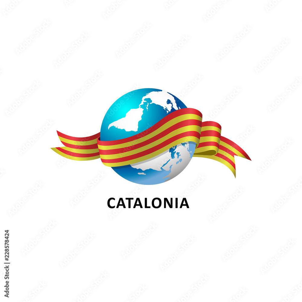 Obraz premium Vector Illustration of a world – world with catalonia flag