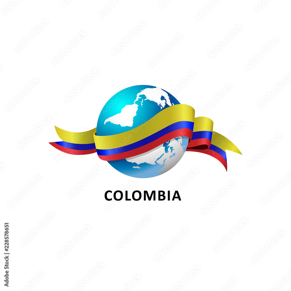 Obraz premium Vector Illustration of a world – world with colombia flag