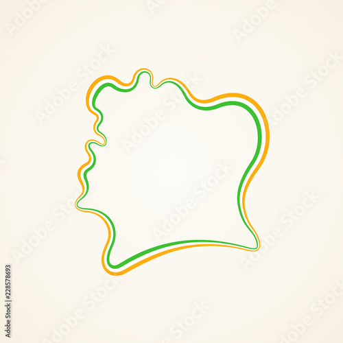 Cote d'Ivoire - Outline Map