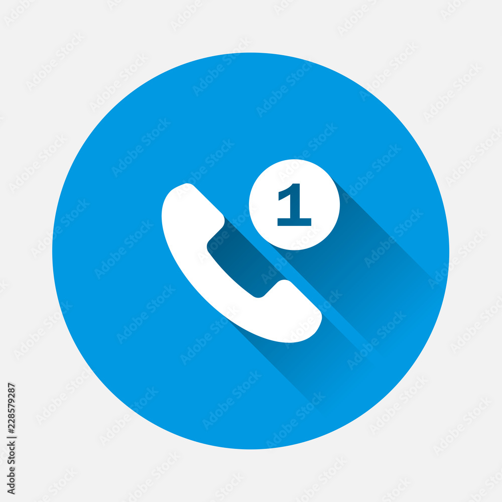 Vector Handset icon on blue background. Flat image Missed call Phone with  long shadow. Layers grouped for easy editing illustration. For your design.  Stock Vector | Adobe Stock