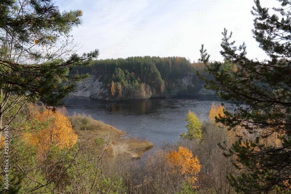 Picturesque autumn forest and pond of the Karelian village Girvas, Russia
Picturesque autumn forest and pond of the Karelian village Girvas, Russia