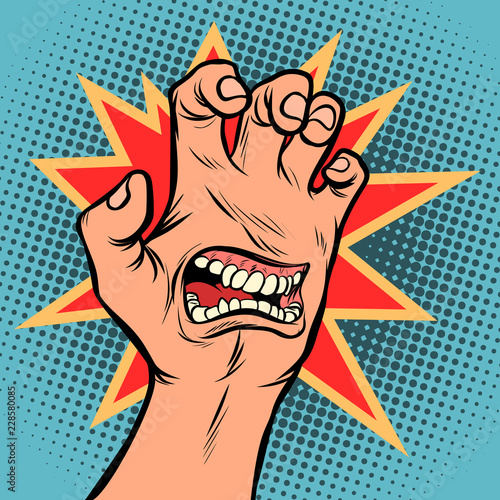 mouth emotion anger hand scratch gesture