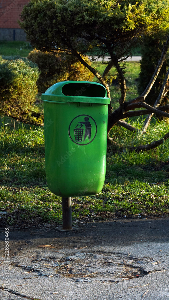 Trash bin in the park Trash bin in the park
