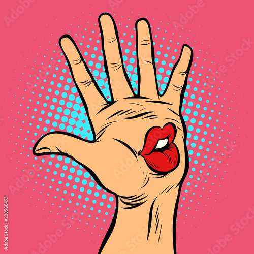kiss lips mouth emotion, hi five hand gesture